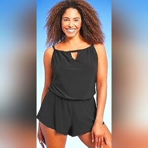 ☆NWT☆Fabulous Women's UPF 50 Slimming Black Shorty Romper Swimsuit☆XL